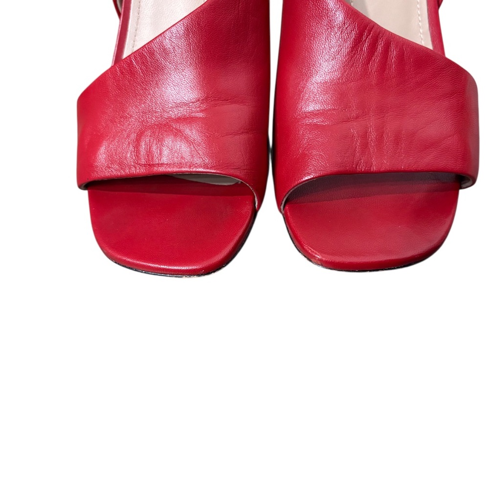 Donald J.Pliner Ella Red Leather Women's Slingback High Heels.Red Leather Shoes - Picture 6 of 16